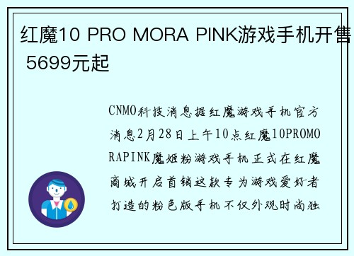 红魔10 PRO MORA PINK游戏手机开售 5699元起