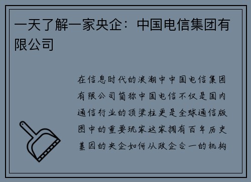 一天了解一家央企:中国电信集团有限公司