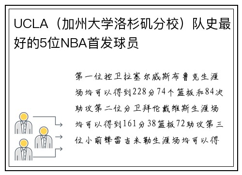 UCLA（加州大学洛杉矶分校）队史最好的5位NBA首发球员